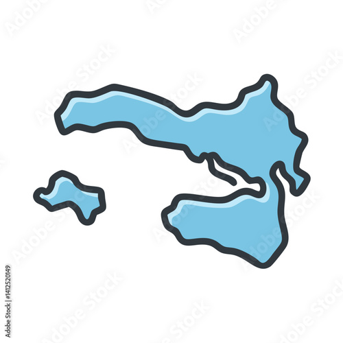 Hydra Island Greece Outline Icon isolated on black