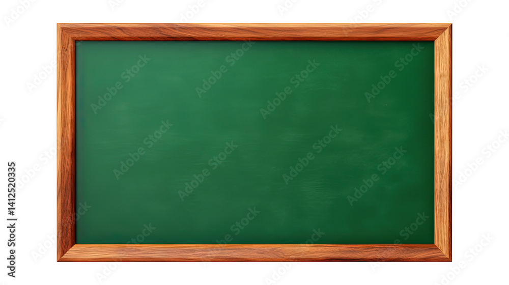green chalkboard with frame isolated on transparent white background, clipping path