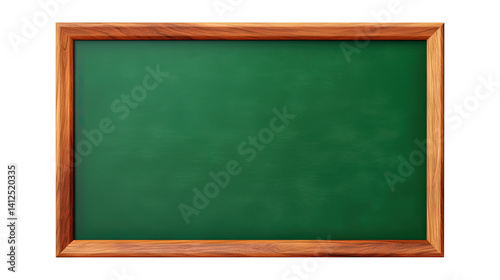 green chalkboard with frame isolated on transparent white background, clipping path