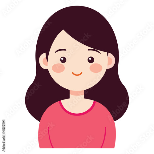 : a girl with a blushing with a shy smile  vector illustration on white background