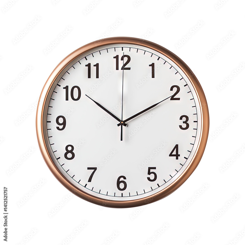 wall clock isolated on transparent white background, clipping path