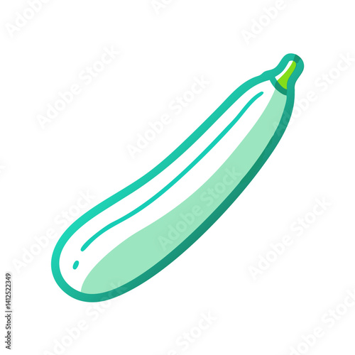 Illustration of a cartoon-style zucchini against a black background