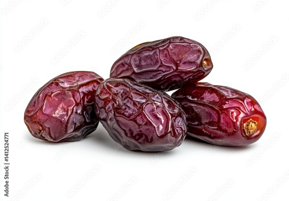 Freshly Harvested Medjool Dates Piled on a White Background Freshly Harvested Medjool Dates Piled on a White Background