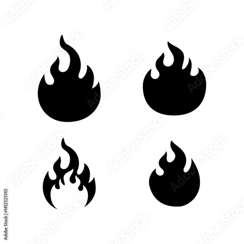 Set of fire icon isolated on white background.