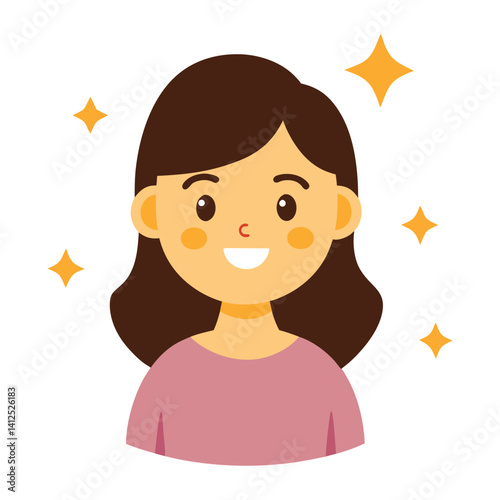 : a girl with a smiling brightly vector illustration on white background