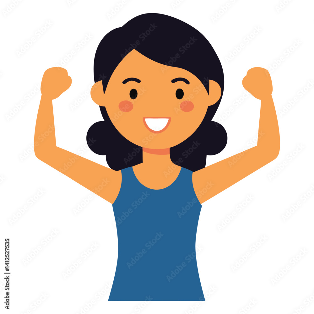 a girl with a victory pose vector illustration on white background a girl with a victory pose vector illustration on white background