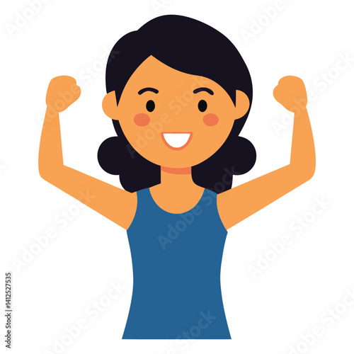  a girl with a victory pose vector illustration on white background
