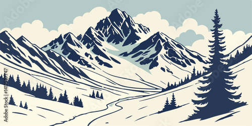 winter landscape with mountains