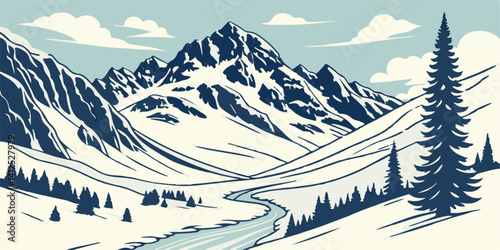 winter landscape with mountains