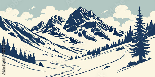 winter landscape with mountains