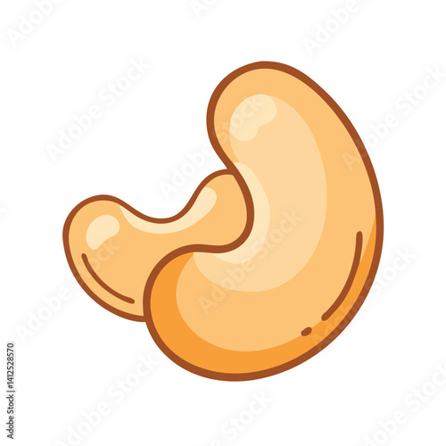 Isolated cartoon style cashew nut on black background