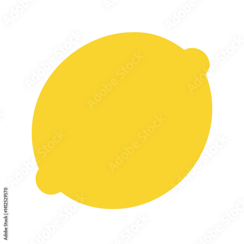 Bright yellow lemon illustration on black background simple shape