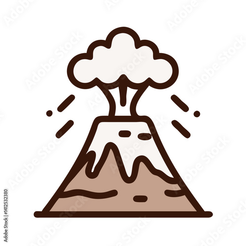 Volcano Eruption Cartoon Illustration Isolated on Black Background