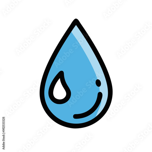 Light blue water drop on a black background