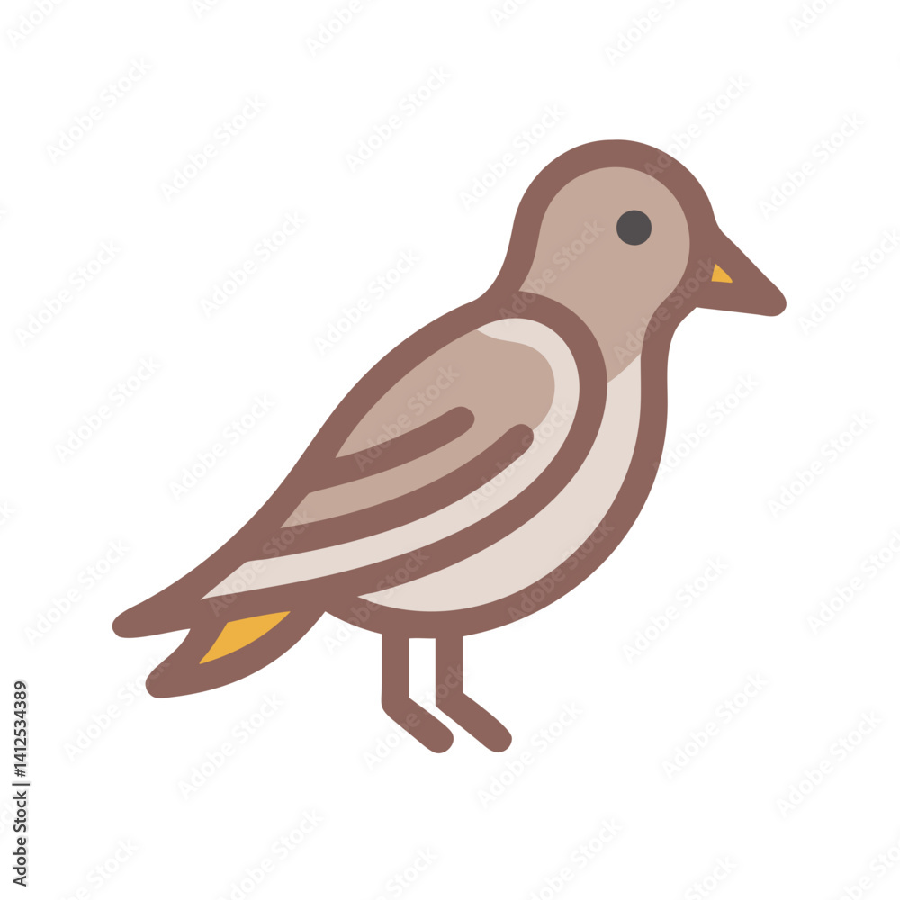 Cute Cartoon Sparrow Bird Illustration on Black Background Cute Cartoon Sparrow Bird Illustration on Black Background