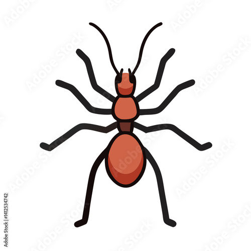 Red Ant Illustration on Black Background, Detailed Vector