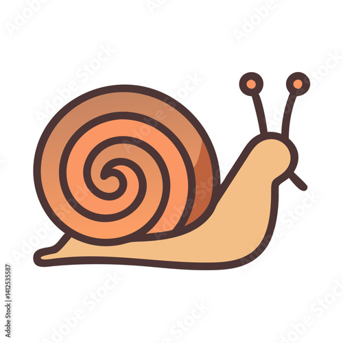 Cute cartoon snail vector illustration on black background