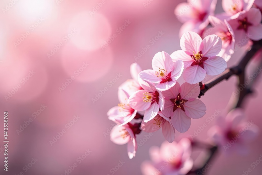 Fototapeta premium Delicate pink sakura blossoms in full bloom, forming a repeating pattern , beautiful, delicate