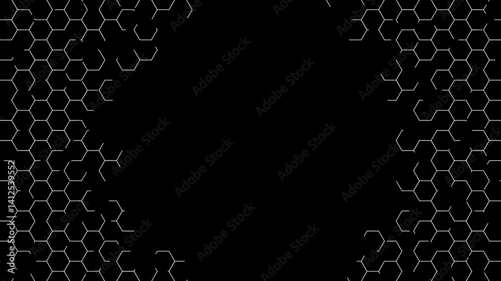 Animation set, seamless loop moving lines, hexagon structure pattern, motion graphics collection for overlay and decorative purposes.