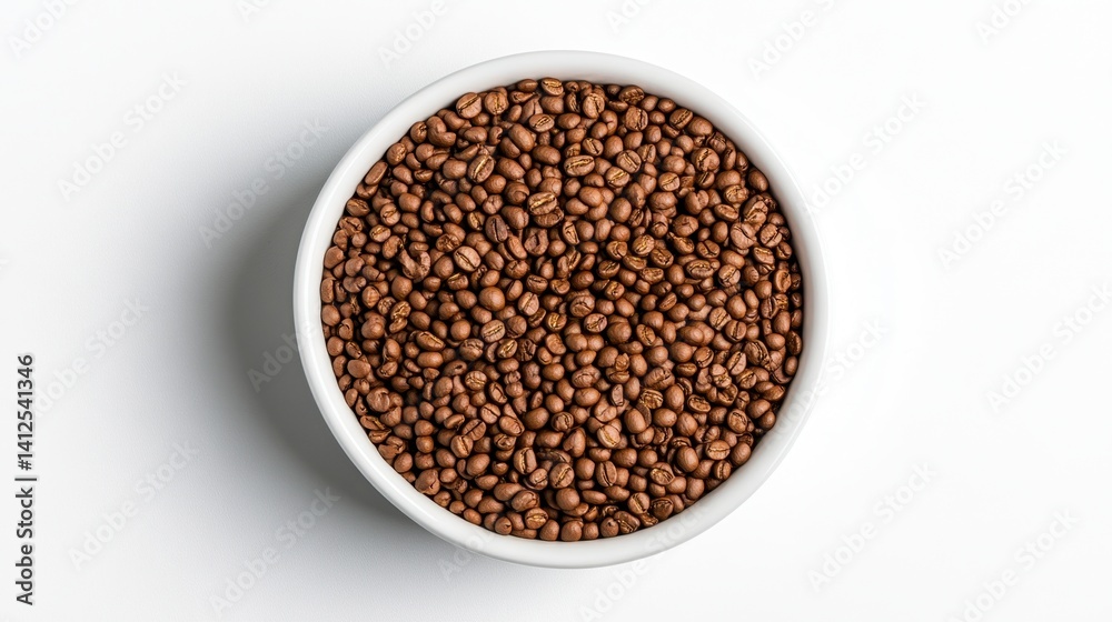 Brown seeds in a white bowl against a clean background Brown seeds in a white bowl against a clean background