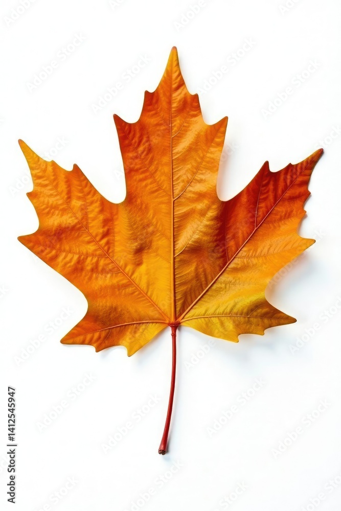 Obraz premium Single large beech tree leaf on white background, beech leaves, fall leaves