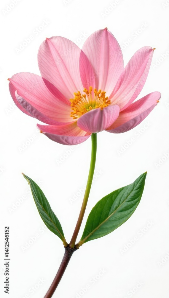 Fototapeta premium Single large flower with delicate petals on white background, botanical, nature