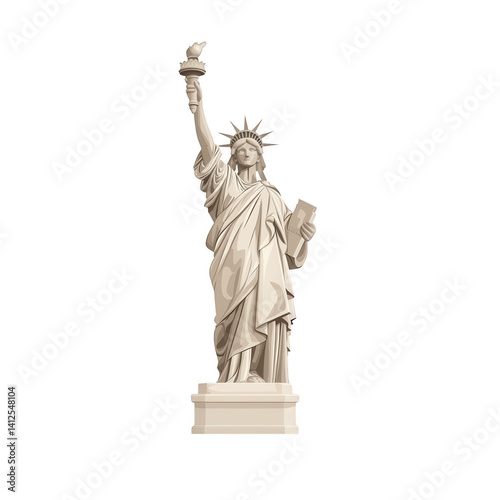A detailed illustration of a statue representing freedom and democracy, depicted in a classic style, isolated on a white background.