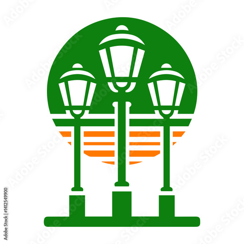 Artistic streetlight knitted light pole abstractions design and illustration
