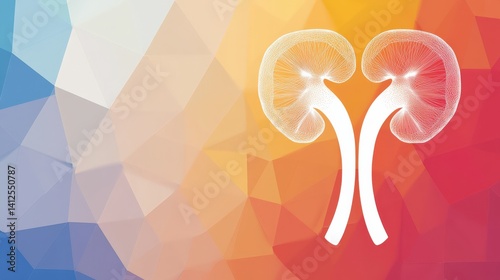 Kidneys Graphic on Geometric Gradient Background