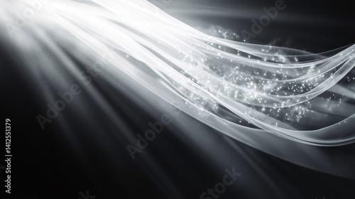 Abstract silver wave background, light rays, sparkle effect. Website design, presentation template