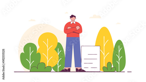 confident employee illustration in flat style on white background