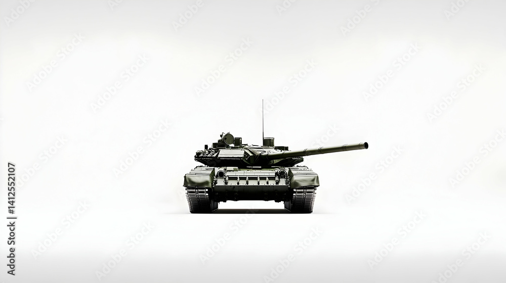 Fototapeta premium Pixelated Military Tank on White Background