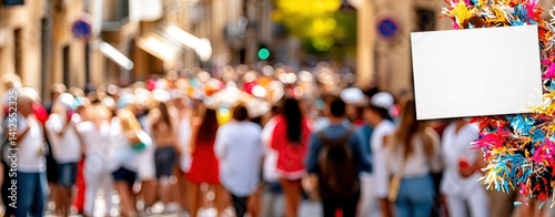 Wallpaper Mural Vibrant Scene of Public Festivity with Colorful Decorations and Crowded Street during Sacred Rath Yatra Celebration Torontodigital.ca
