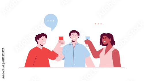 coworkers celebrating success in flat style on white background