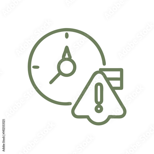 Deadline alert icon — time warning symbol with clock and exclamation mark, missed task or overdue project deadline