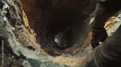 Technician checking the stability of a mine shaft for lithium extraction. Featuring shaft stability photo
