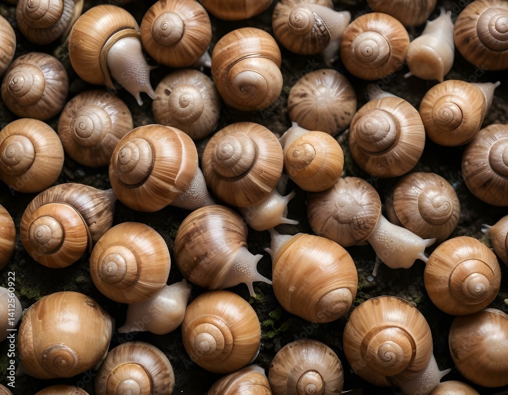 Snail farm. Industrial cultivation of edible mollusks of the species Helix aspersa muller or Cornu aspersum Snail farm. Industrial cultivation of edible mollusks of the species Helix aspersa muller or Cornu aspersum