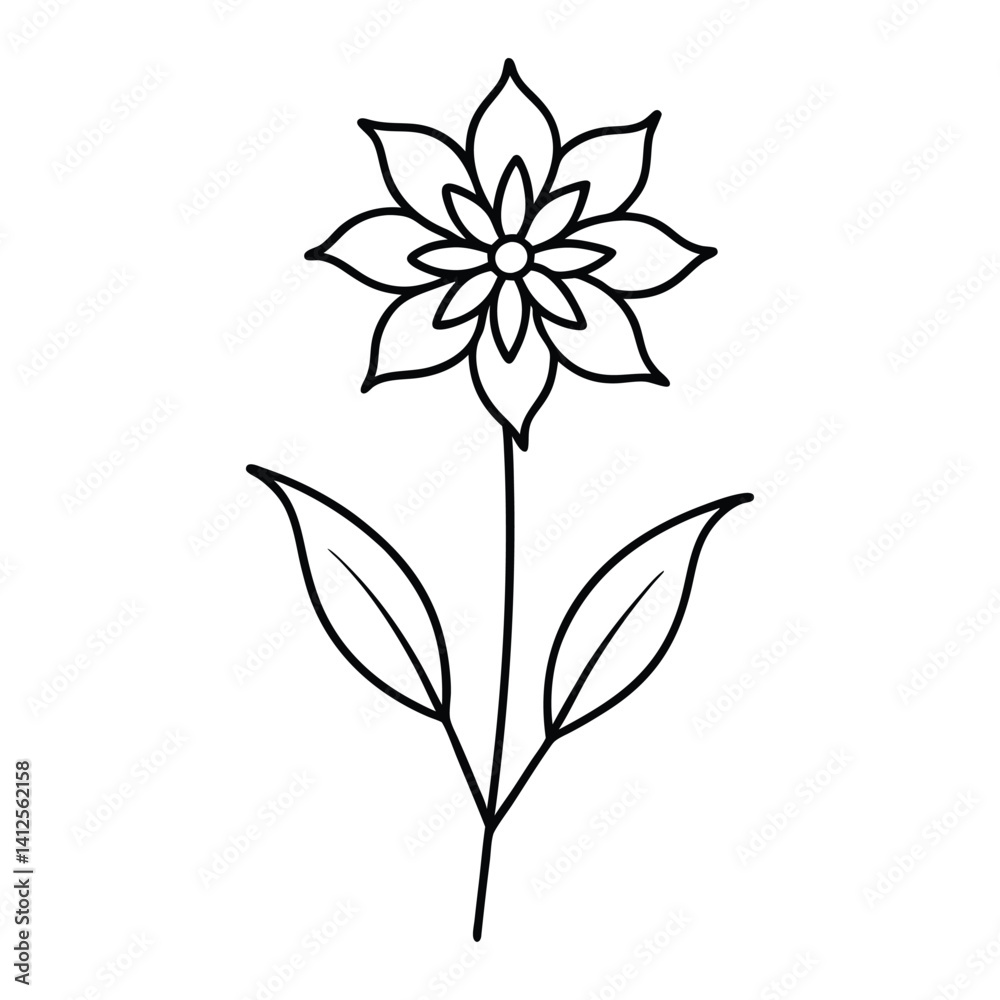 Xerophyllum flowers line art vector on white background