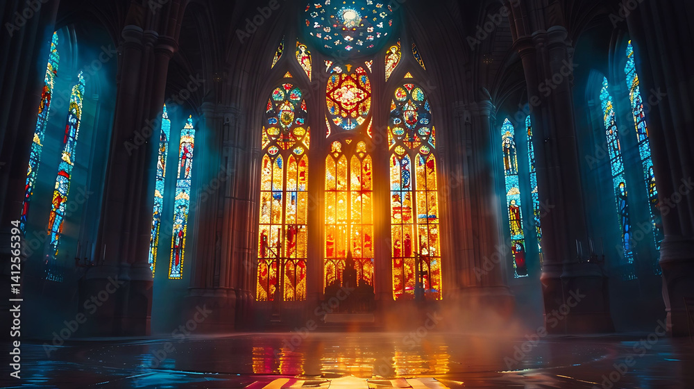 Beautiful Stained Glass Window in a Gothic Cathedral
Beautiful Stained Glass Window in a Gothic Cathedral