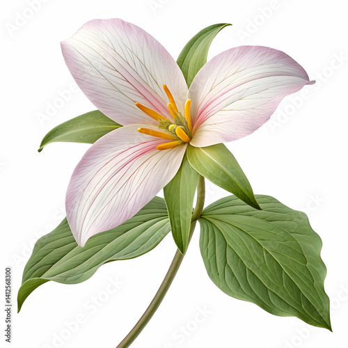 Trillium 3D rendered flower delicately isolated on a white background with pure tones and realistic textures
