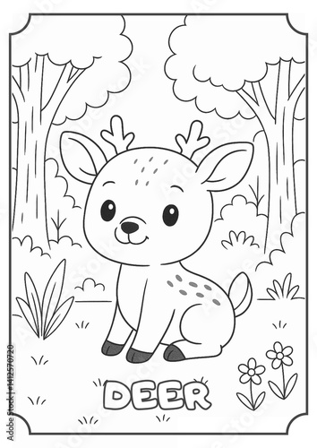Coloring book with deer