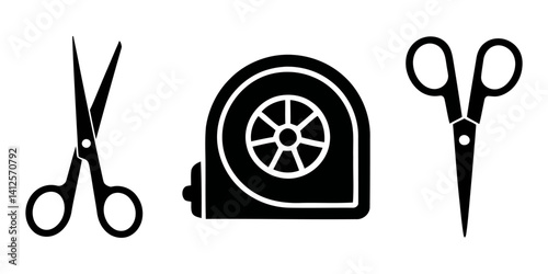 Vintage tailor Sewing set silhouette Tailoring and Sewing Icons Elements Set, sewing machines set silhouette, vector on white background, Sewing Silhouette Icons, Sewing Symbols, Black Symbols.
