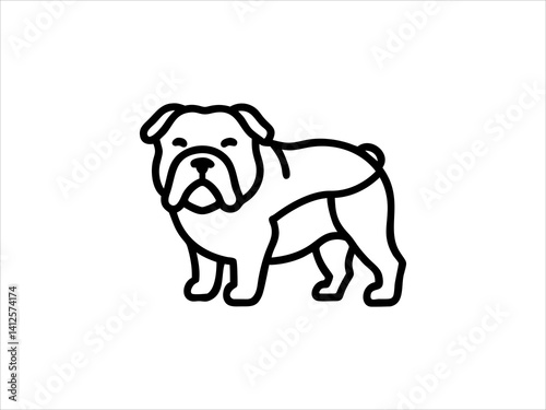 Simple Line Art Illustration of a Bulldog