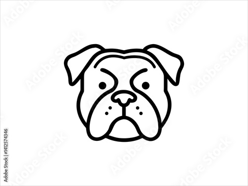 Simple Line Art Illustration of a Bulldog