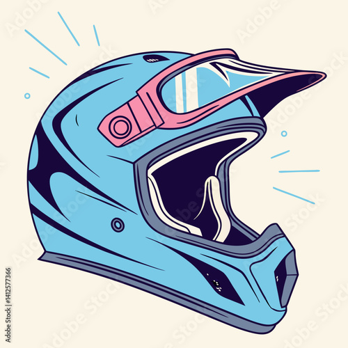 Blue Motocross Helmet Illustration