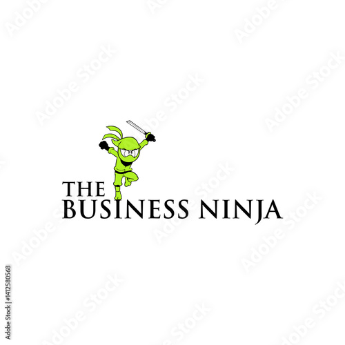 ninja logo design with green clothes modern vector