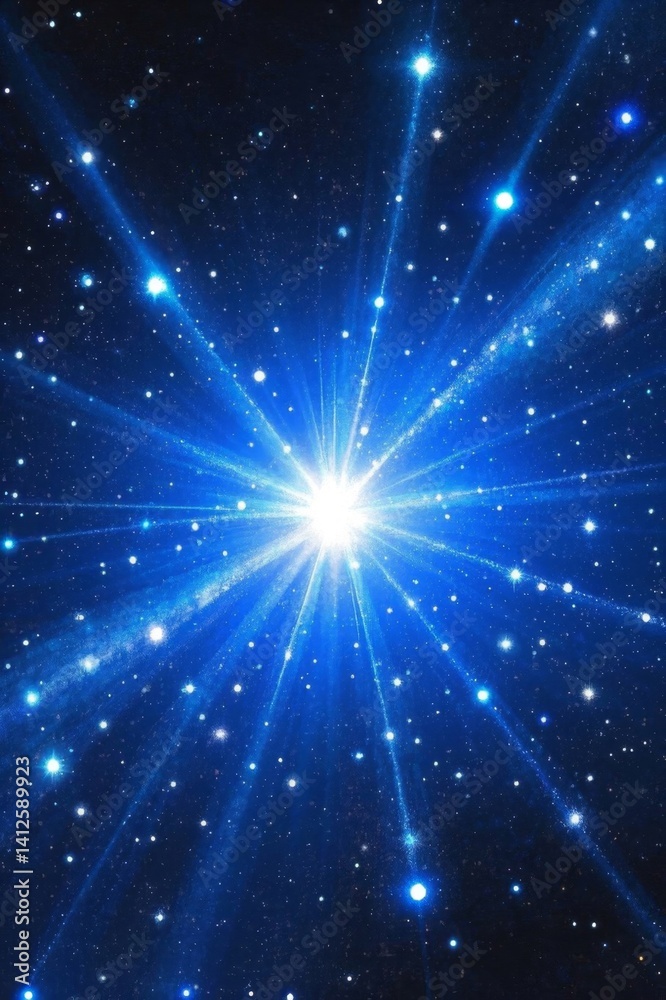 Obraz premium arafed image of a star burst in the middle of a dark blue sky