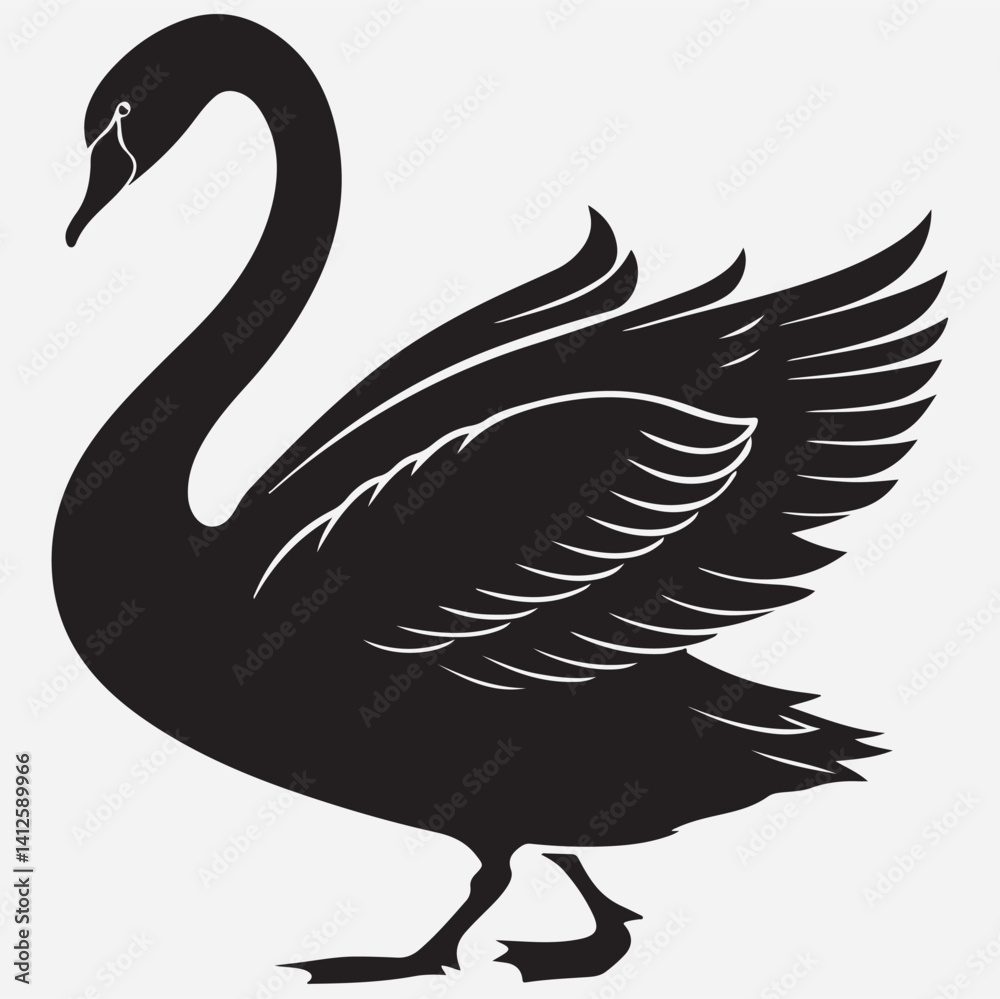 Fototapeta premium amaizing swan and duck silhouette icon 