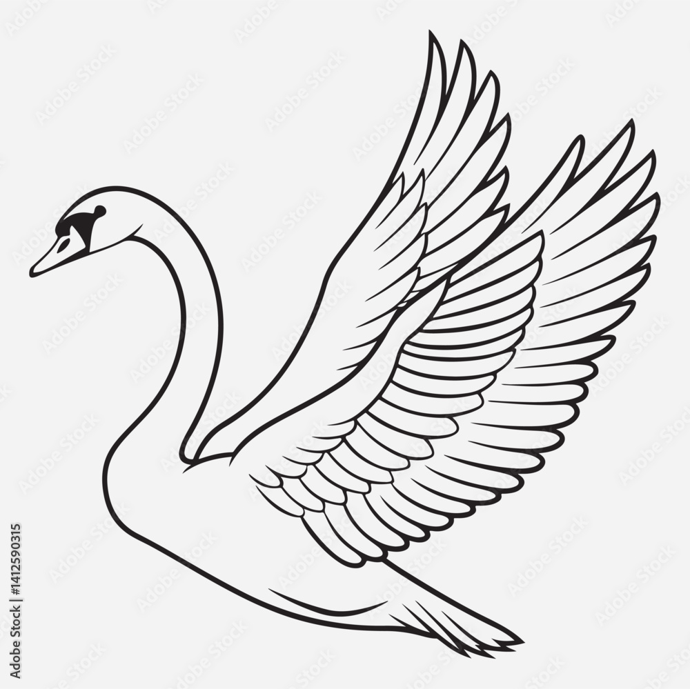 Fototapeta premium exclusive swan line art vector illustration