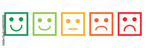 Set of feedback emoji with different face icon collection. Customer satisfaction rating with 5 levels icon. 